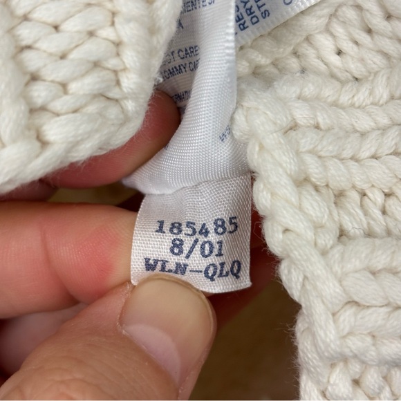 Tommy Hilfiger Vintage Hand Knit 90’s Cotton Logo Chunky Cowl Neck Sweater Large - Picture 7 of 10